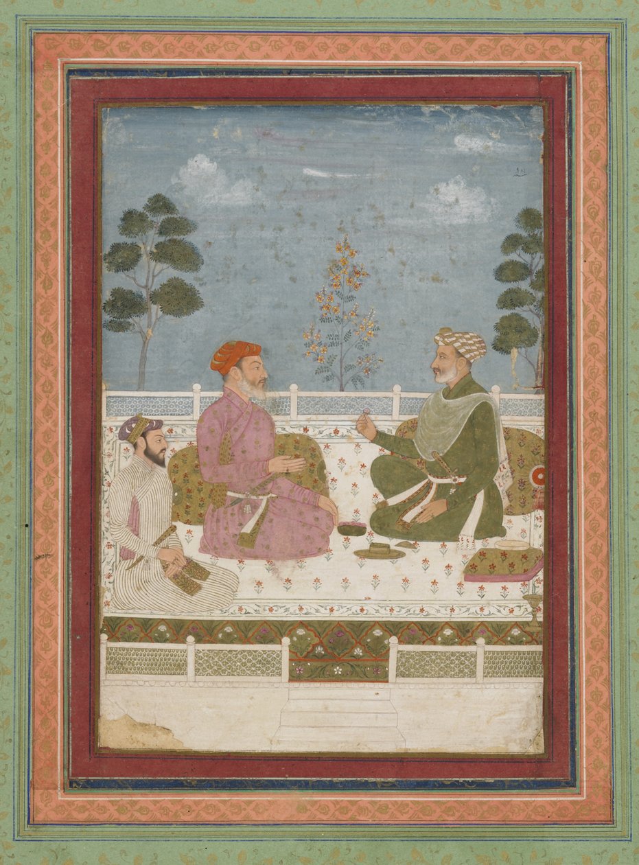 Közönségjelenet, leválasztott albumfólió festménnyel, 1750 körül alkotó: Indian School