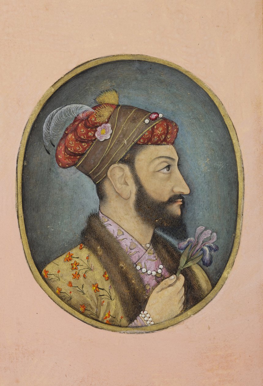 Aurangzeb Bahadur írisz kezében, 1650 körül (átlátszatlan wc és arany papíron) alkotó: Indian School