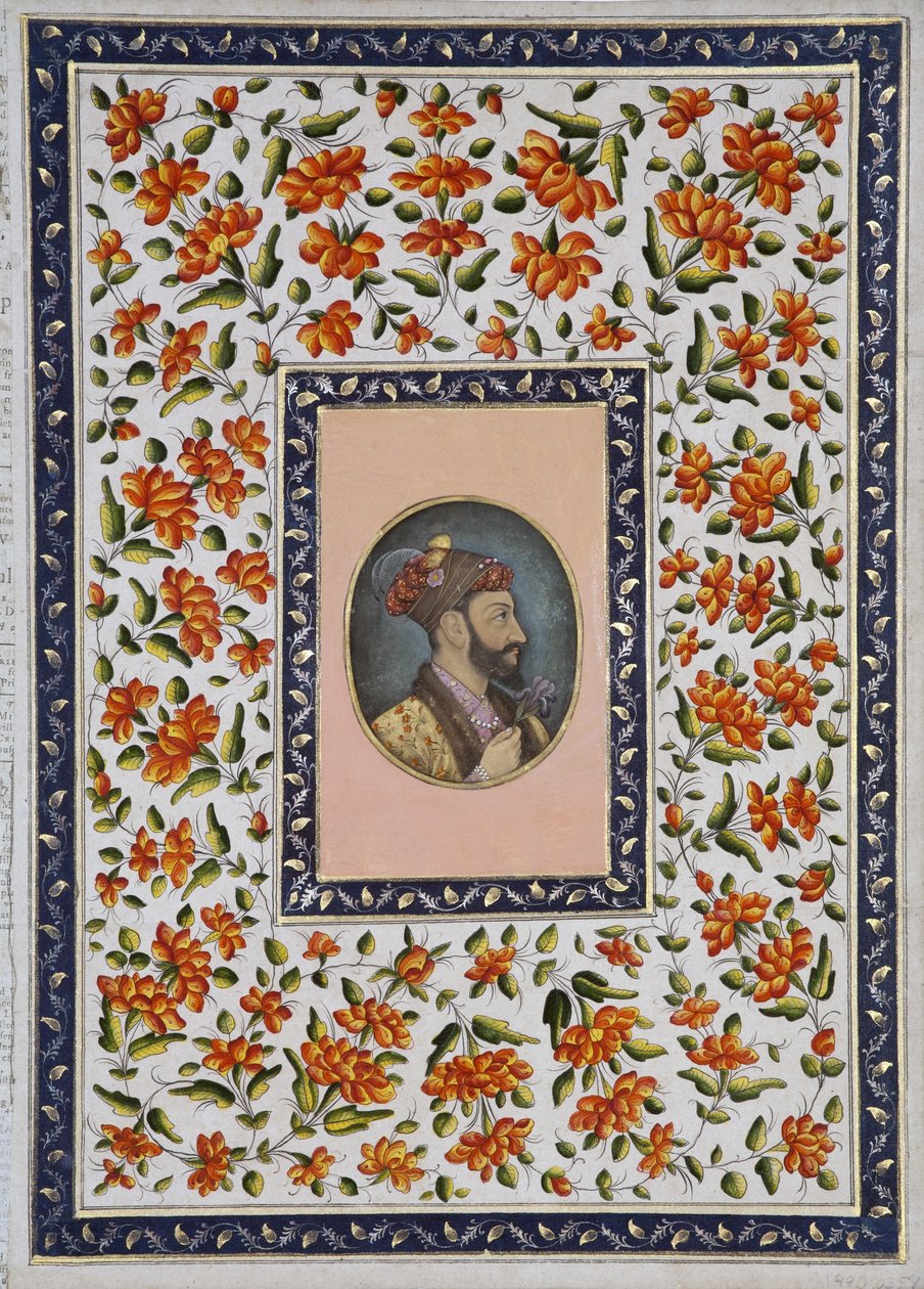 Aurangzeb Bahadur írisz kezében, 1650 körül (átlátszatlan wc és arany papíron) alkotó: Indian School