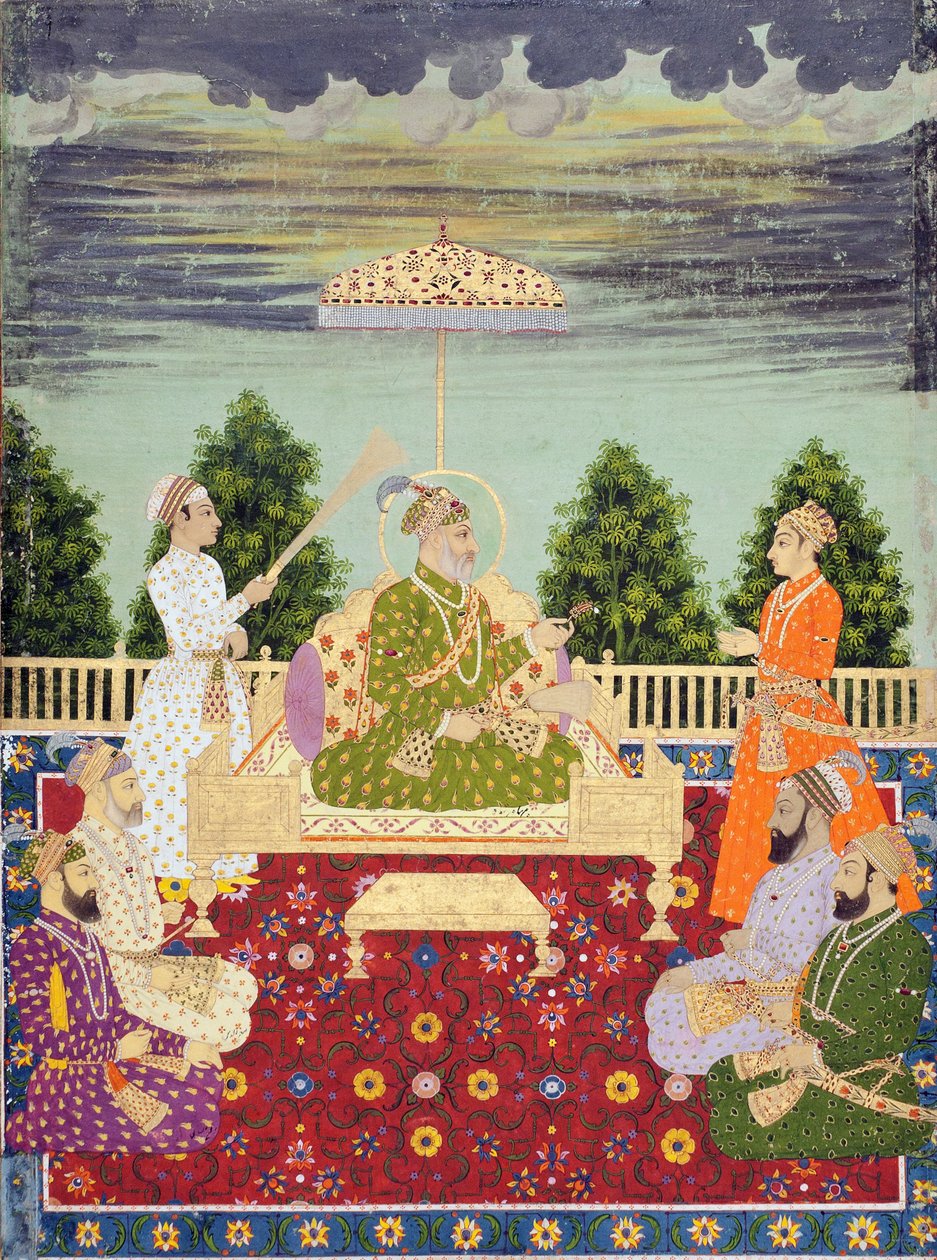 Bahadur Shah négy fiával és egy unokájával, 1710 körül (akvarell és arany papíron) alkotó: Indian School