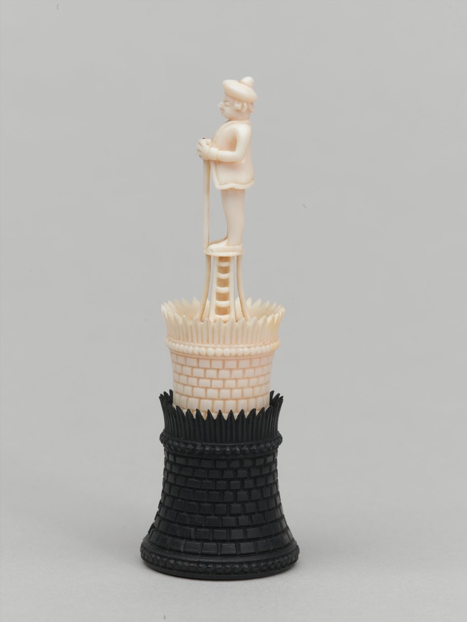 Fekete bástya, sakkfigura, India, 1820 körül alkotó: Indian School