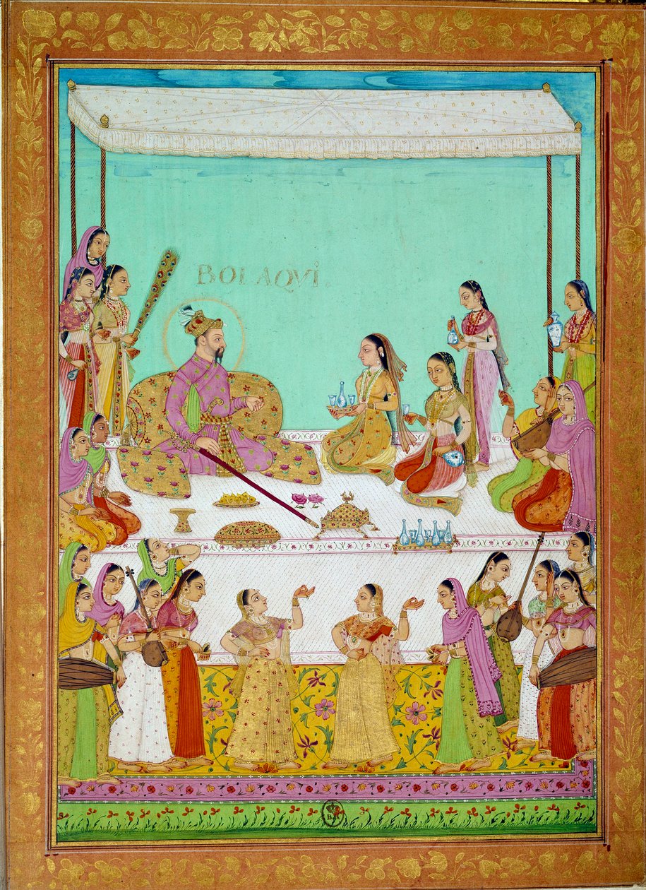 Bolaqui (vagy khosrou) fia Jihangirban Shah Alem udvarában. Miniatűr Niccolo Manucci (1638 - 1717), velencei felfedező utazási történetéből. India alkotó: Indian School