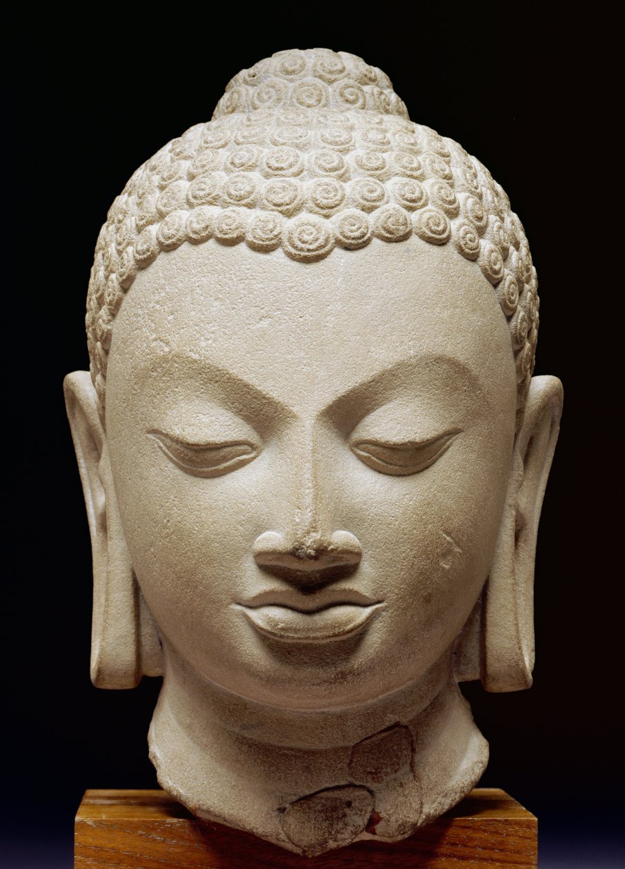 Buddha Head, Sarnath kultúra, i.sz. 500 (buff homokkő) alkotó: Indian School