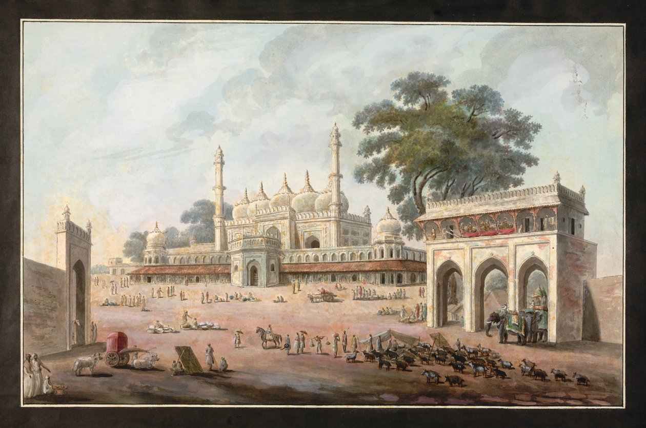 Chandni Chowk és Munny Begum mecsete, Murshidabad, 1795 körül (akvarell papíron) alkotó: Indian School