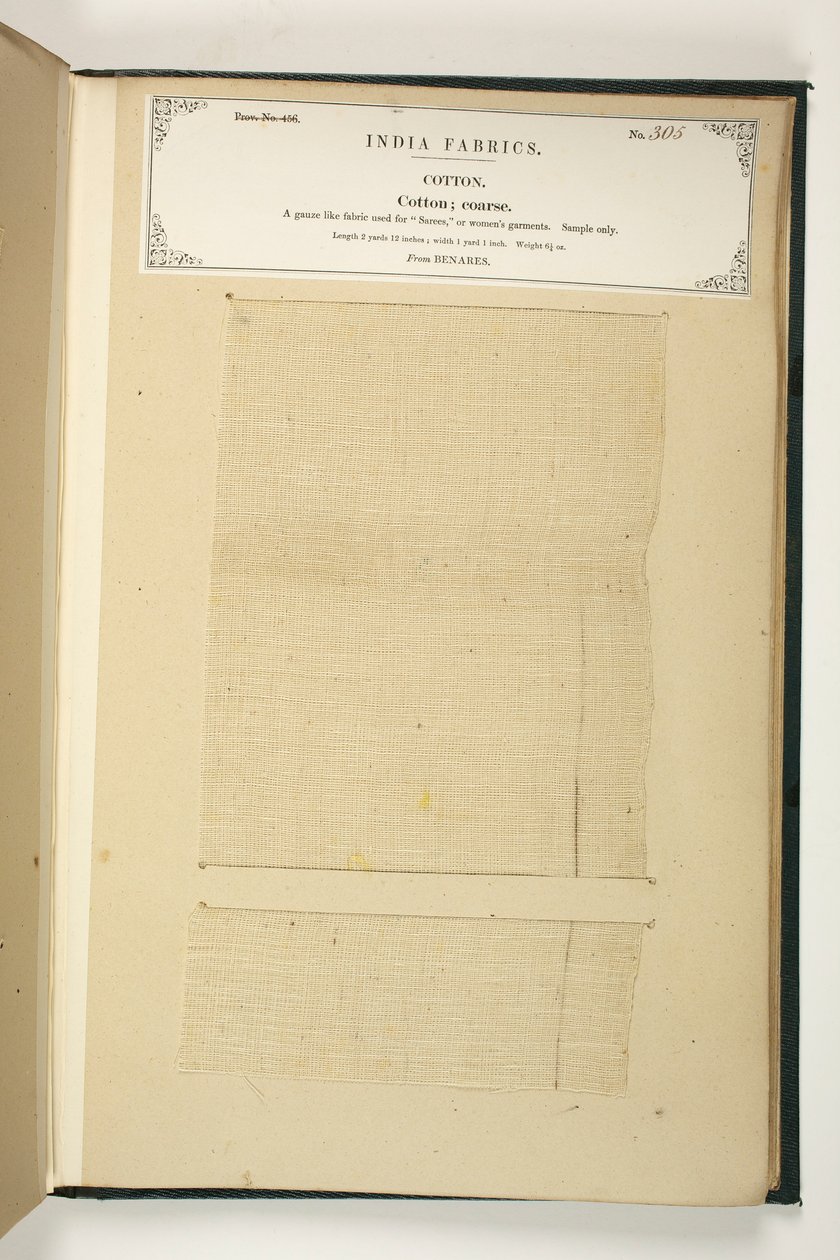 Coarse Cotton, Benares, az Indiai Textilgyártók Gyűjteményéből, John Forbes Watsontól, 1866-ban alkotó: Indian School