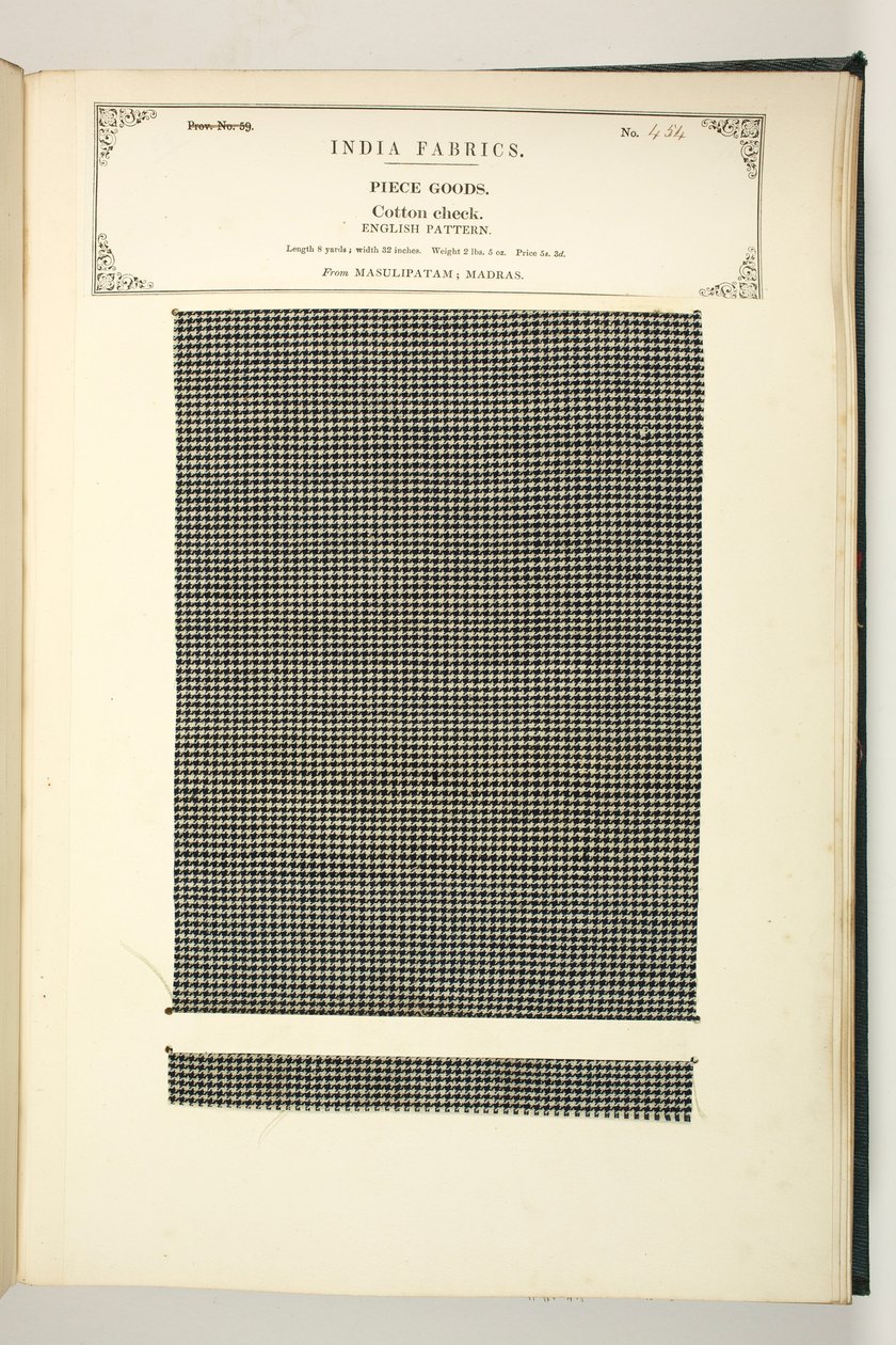 Cotton Check, Masulipatam, Madras, Piece Goods, The Collection of the Collection of the Textile Manufacturers of India, John Forbes Watson, megjelent 1866-ban alkotó: Indian School
