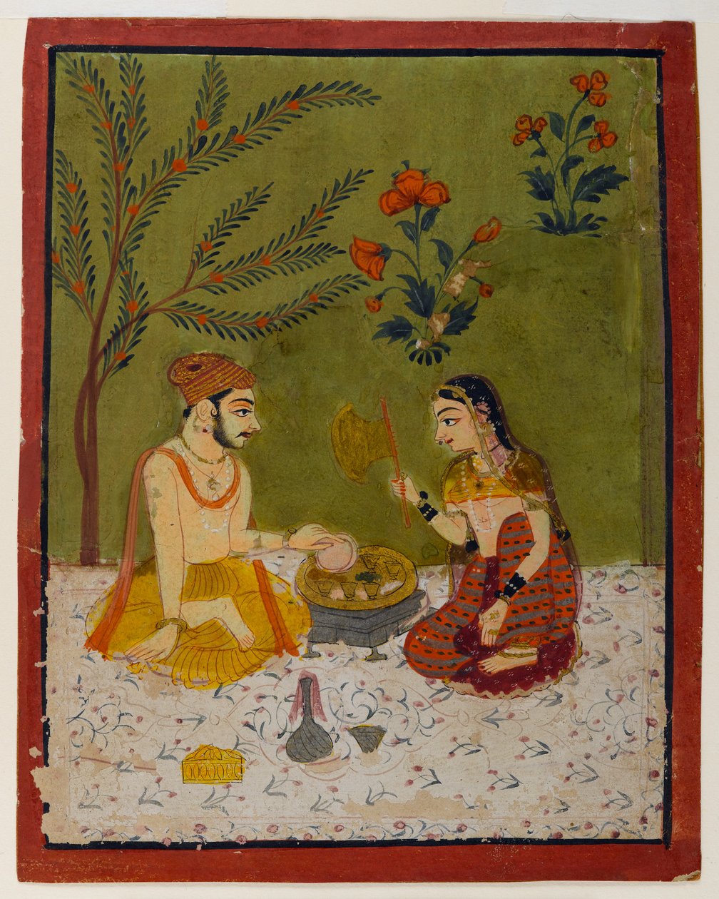 Pár ül egy fa alatt, 1700 körül (wc és arany papíron) alkotó: Indian School