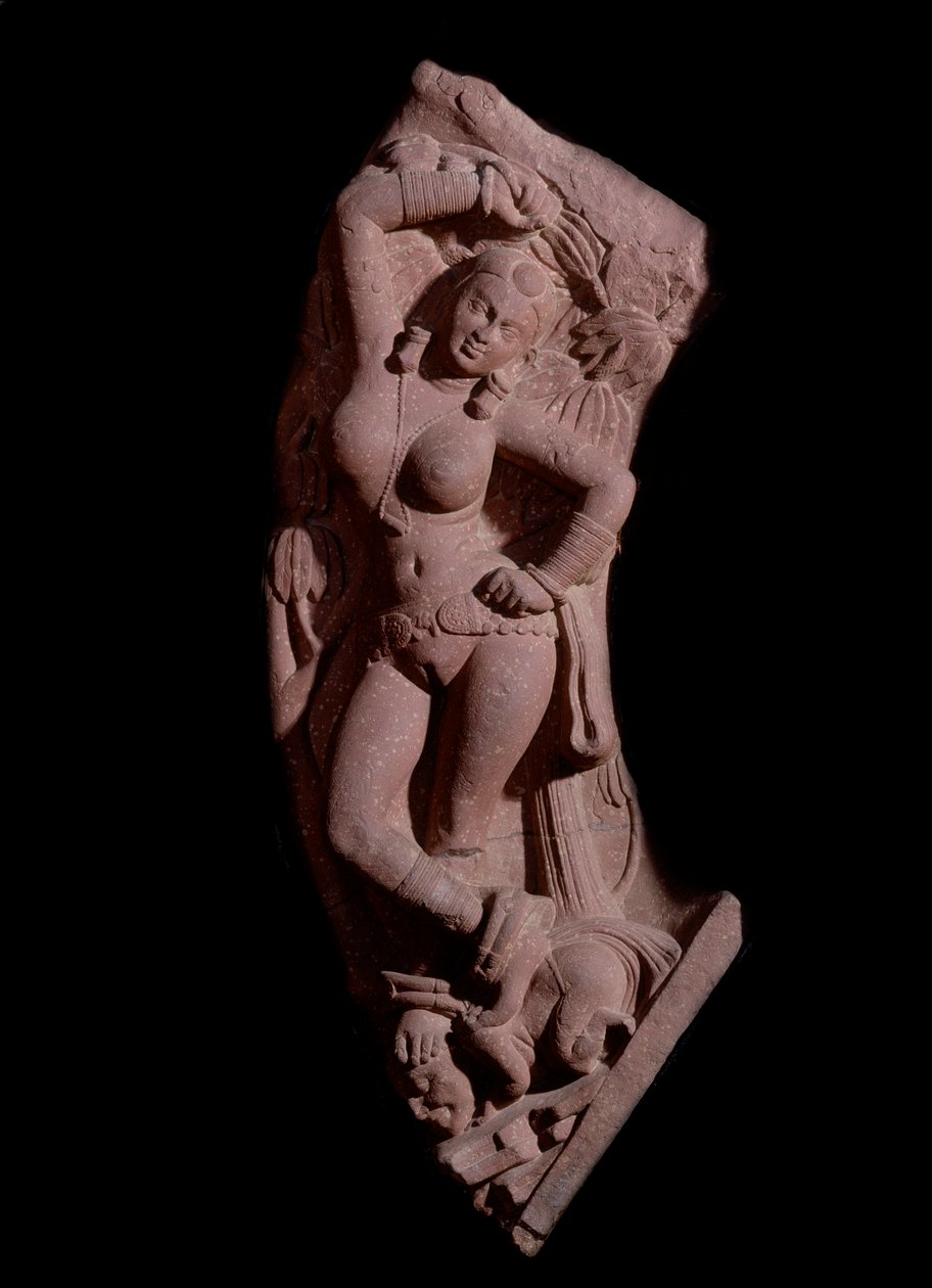 Lányka szerelés egy törpére (vörös homokkő szobor, Kushan Empire) alkotó: Indian School
