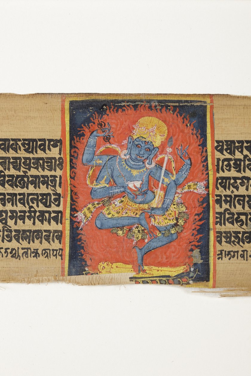 Táncoló Heruka, 1150-1200 körül (átlátszatlan wc és tinta pálmalevélen) alkotó: Indian School