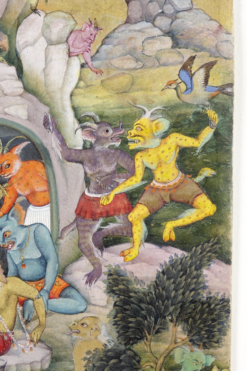 Démonok egy vad tájon, 1600 körül (átlátszatlan wc és arany papíron) alkotó: Indian School