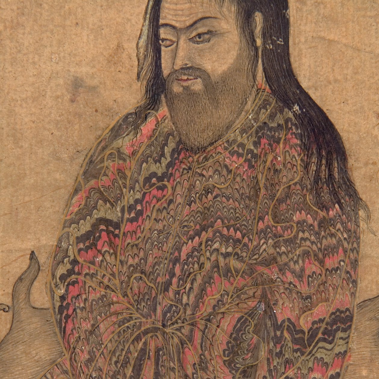 Részlet a Dervishből, Elmélkedésben ülve, 1650 körül (átlátszatlan wc és arany papíron) alkotó: Indian School