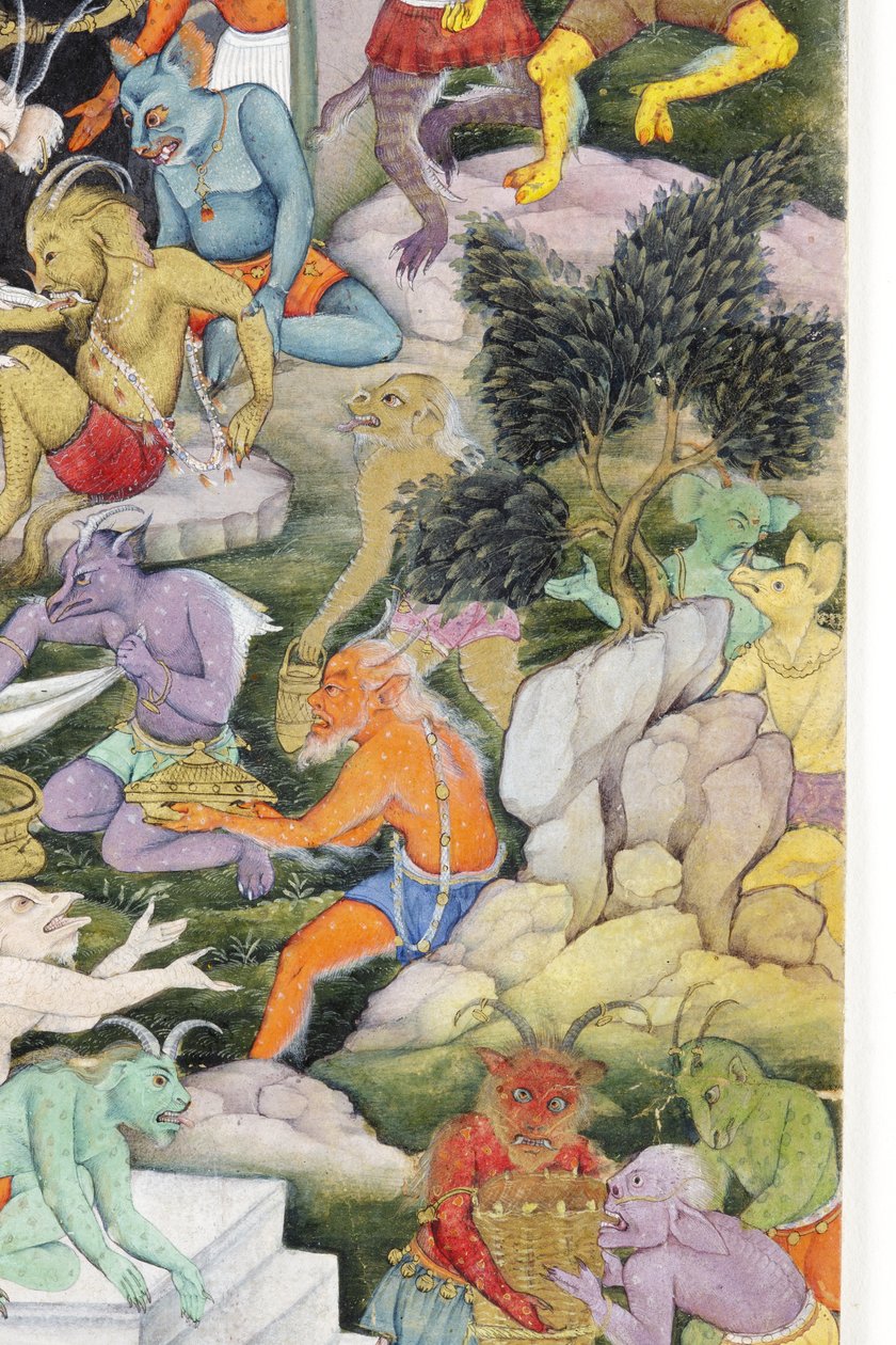 Részlet a Démonok egy vad tájban, 1600 körül (átlátszatlan wc és arany papíron) alkotó: Indian School