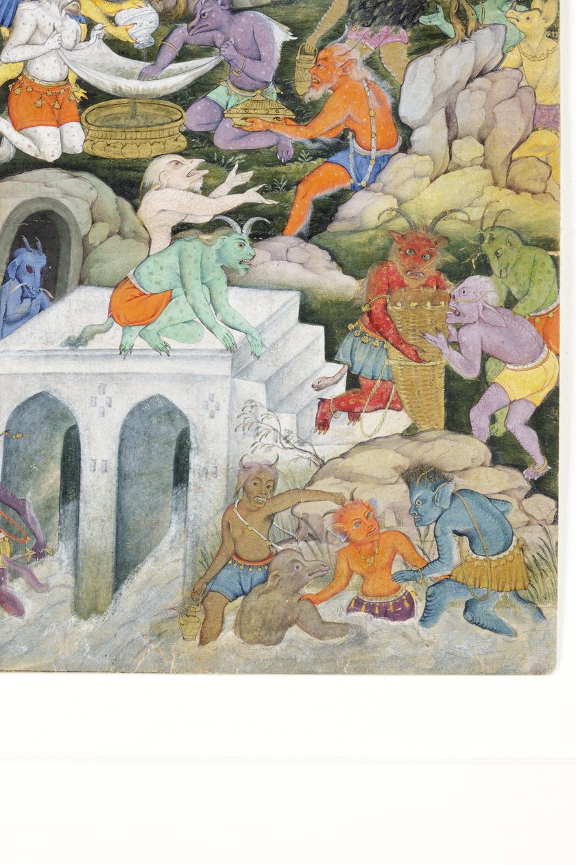 Részlet a Démonok egy vad tájban, 1600 körül (átlátszatlan wc és arany papíron) alkotó: Indian School