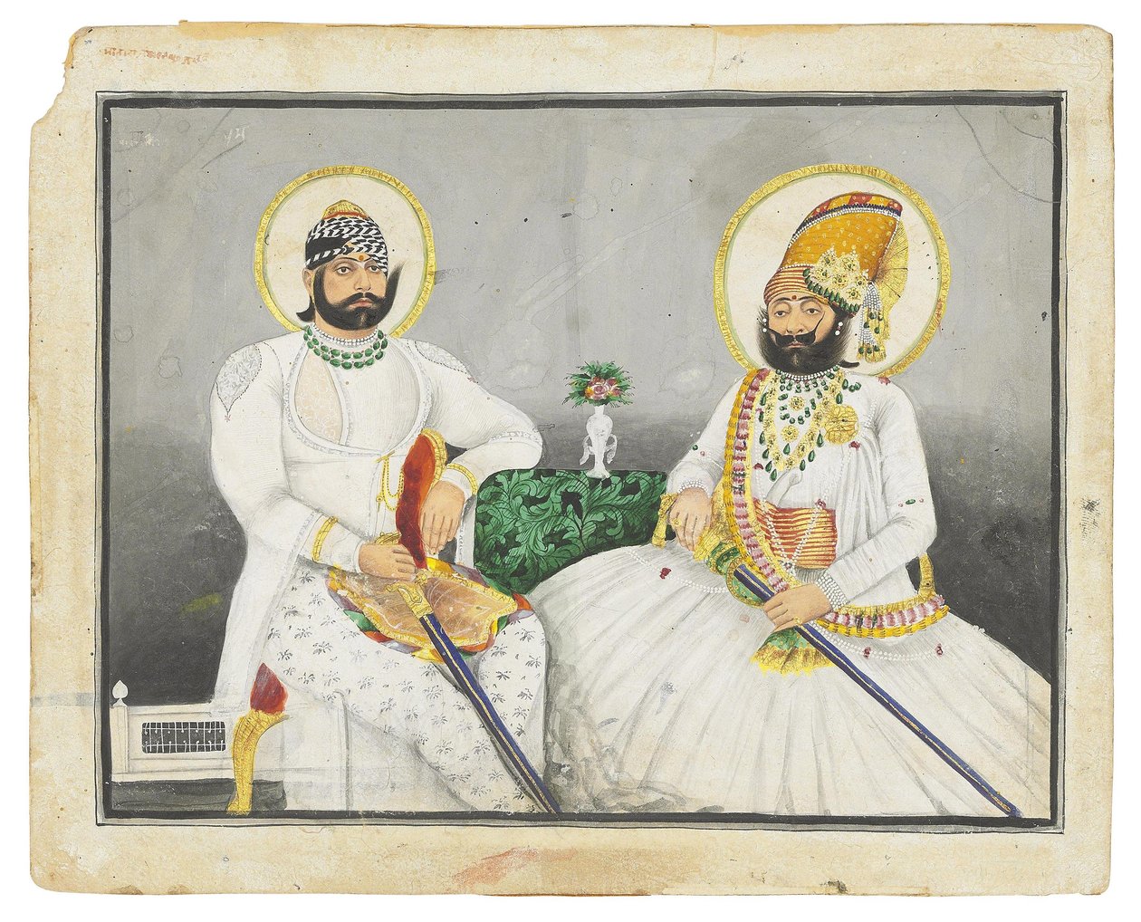 Jaswant Singhji és Takhat Singh kettős portréja, Jodhpur, 19. század közepe alkotó: Indian School