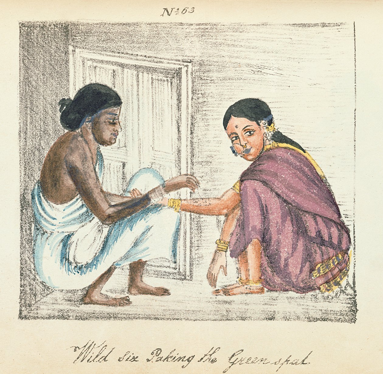 Jósnő és nő, Venkata Ramasvani „A Digest of the different Castes of India”, Madras 1837-ben (színes litho) alkotó: Indian School
