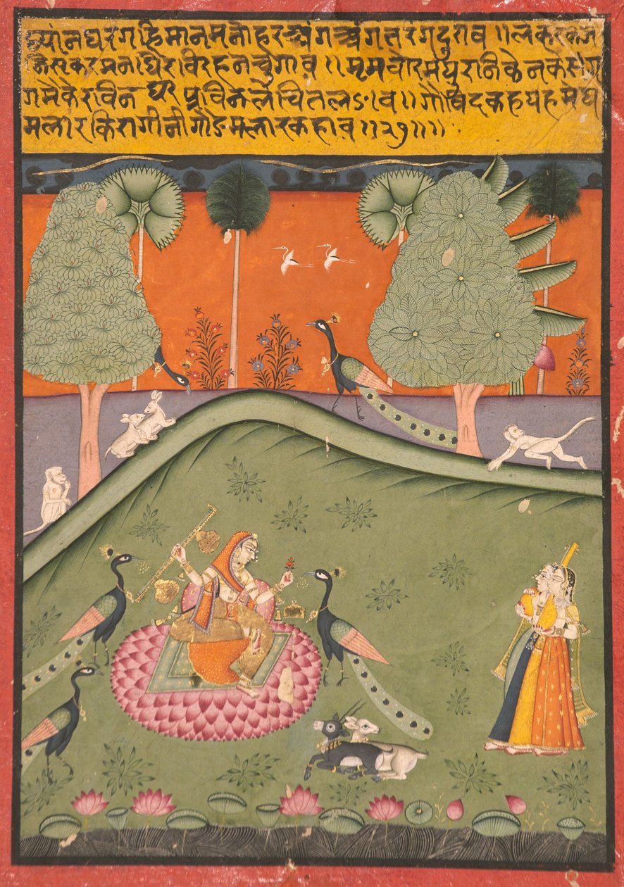 Megh Gaurmalar Ragini, 1720 körül (átlátszatlan wc és arany papíron) alkotó: Indian School