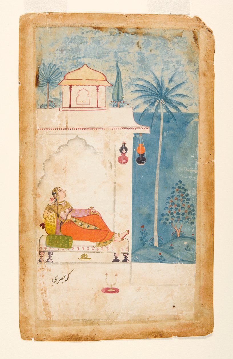 Gurjari Ragini, Megh, C.140 (Opikue Vasi & Gold on Paper) alkotó: Indian School
