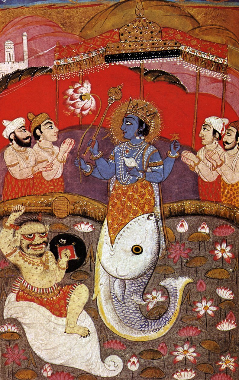 HINDUIZMUS Visnu, a hindu szentháromság második istensége, XX. század (nyomtatás) alkotó: Indian School