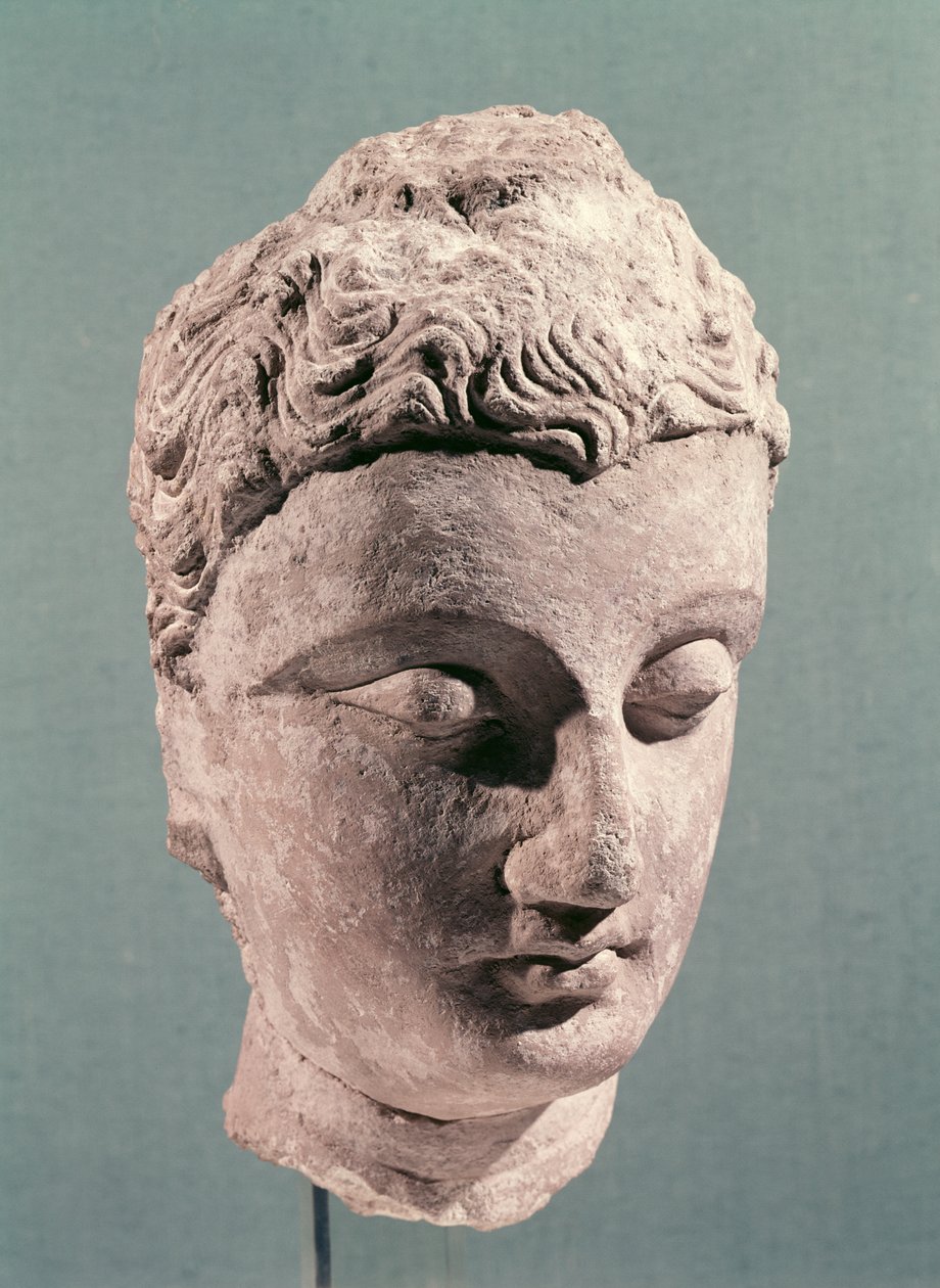 Buddha feje, Gandhara, 2-4. század (stukkó) alkotó: Indian School