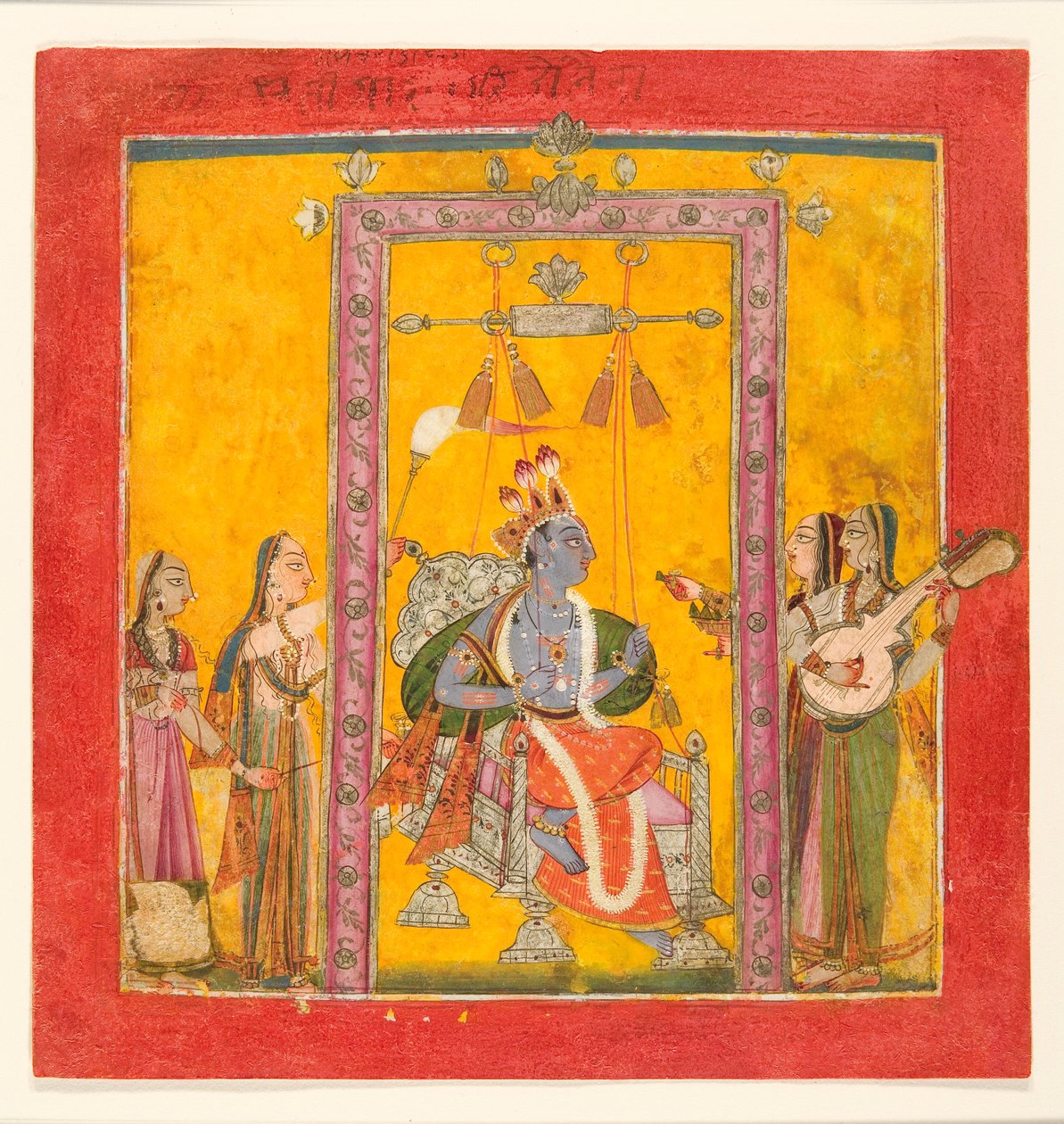 Hindola Raga, 1700 körül (átlátszatlan wc, ezüst és arany papíron) alkotó: Indian School