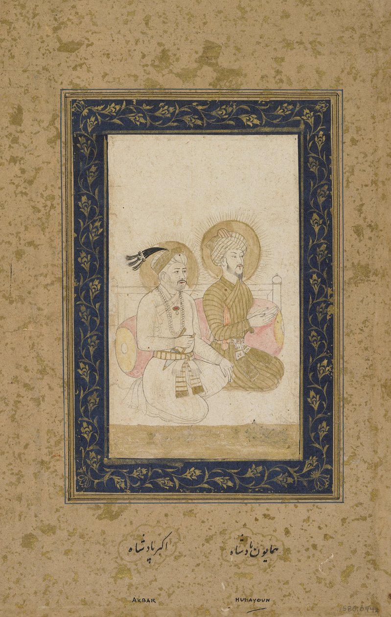 Humayun és Akbar, különálló albumfólió, 1900 körül alkotó: Indian School