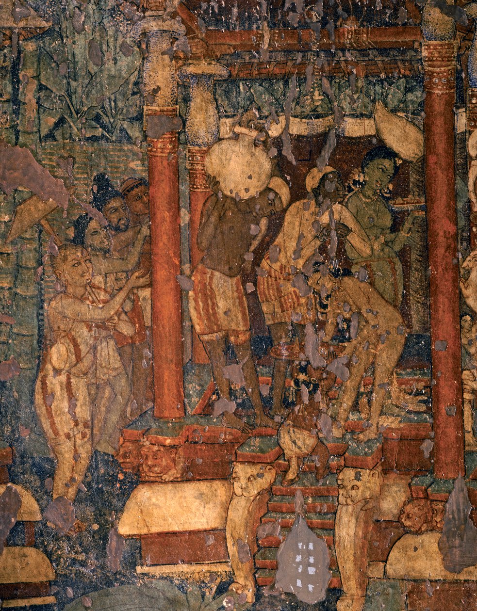 INDIAI MŰVÉSZET: 1. számú buddhista barlang freskója, 5. - 6. század eleje (freskó). alkotó: Indian School