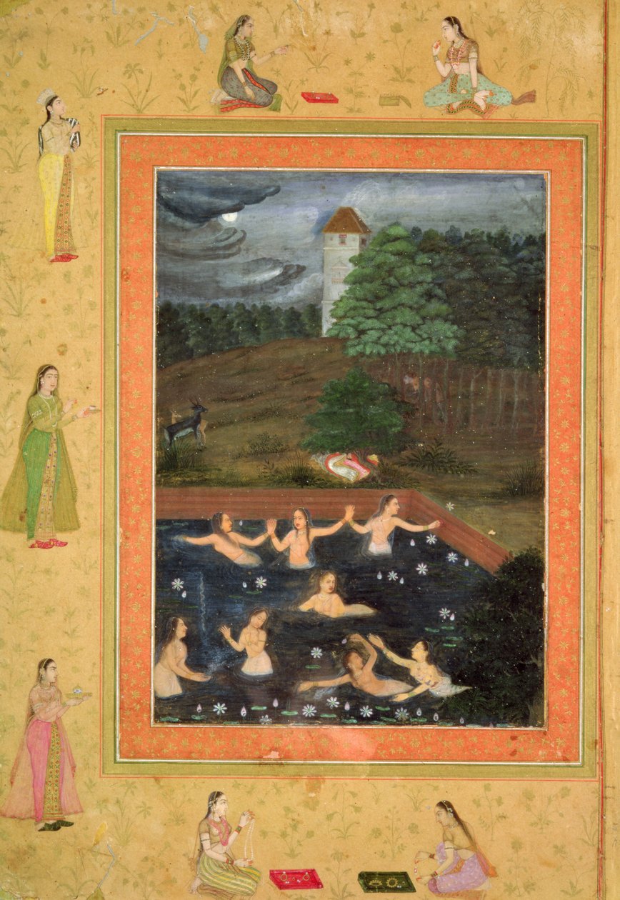 Ban ben. 07B.38r Nyolc nő fürdetve, 1650 körül (Payag jelölése) alkotó: Indian School