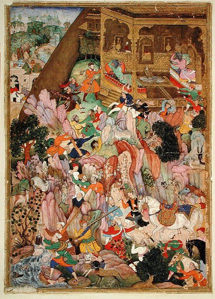 Ban ben. 32.2.12 Harivasma, A medve palotája, 1586 körül (vellum) alkotó: Indian School