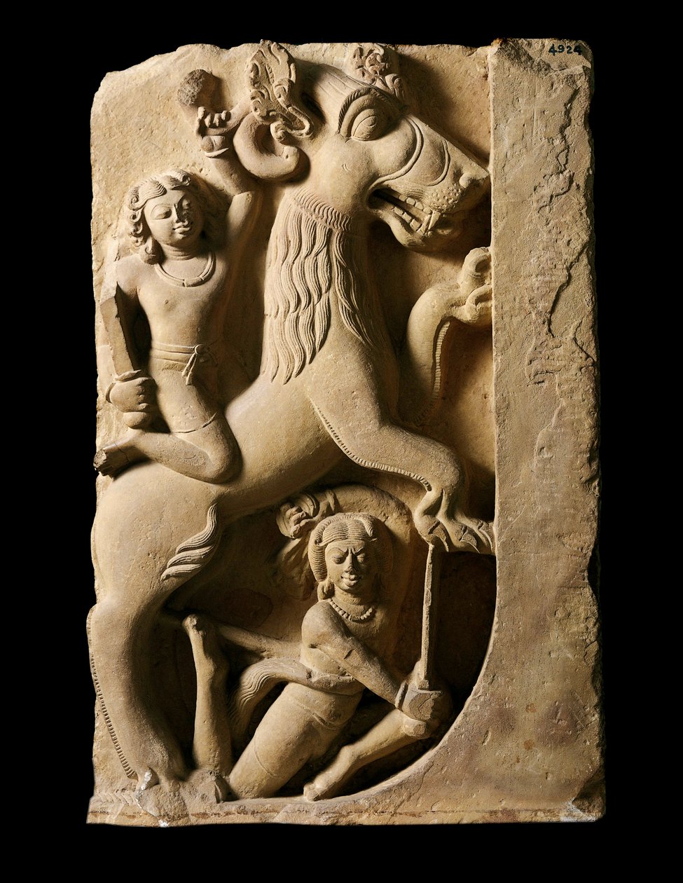 Indiai művészet: Griffon két harcossal. Gupta-dinasztia (i.sz. 320-600) Saranathból. alkotó: Indian School