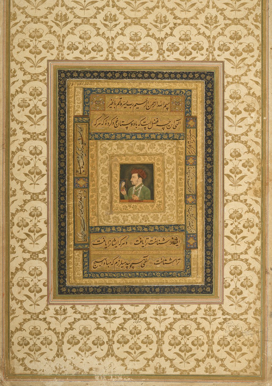 Jahangir Madonna képével a kezében, perzsa felirattal: Jahangir Shah, Moghul, 1620 alkotó: Indian School