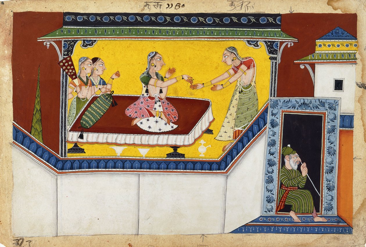 Kaikeyi, Dasaratha király második királynője, Manthara púpos szolgálólány jutalmazása, 1690-1700 alkotó: Indian School