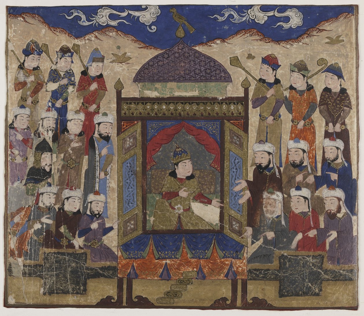 Khusraw Parviz a Takht-i Taqdison ül, 1425-50 körül alkotó: Indian School
