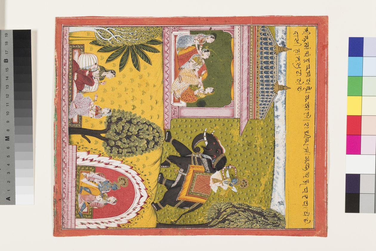 Krisna eljön a szerelembeteg Radhához, 1700 körül alkotó: Indian School