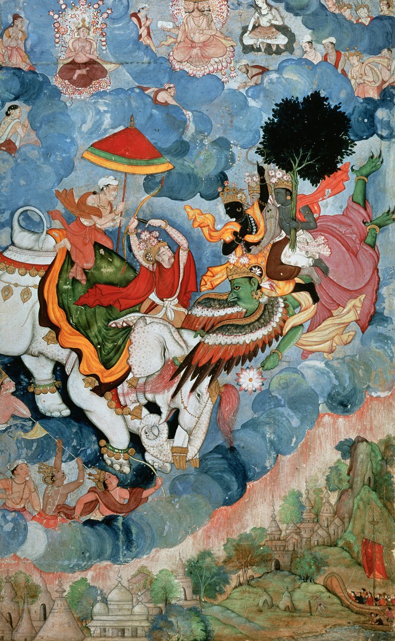 Krisnák harca Indrával, 1590 körül alkotó: Indian School