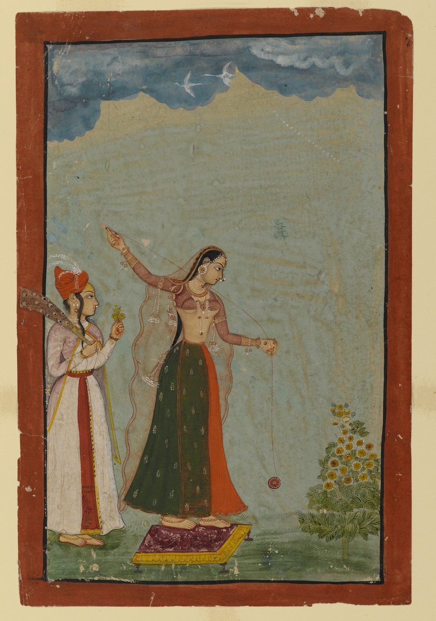 Hölgy jojóval, 1770 körül (átlátszatlan wc és arany papíron) alkotó: Indian School