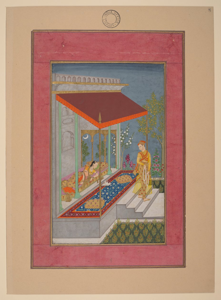 Lalita Ragini, India, Hyderabad, 1760 körül; Johnson Album 37, 8. sz. (tinta, színek és arany, papír) alkotó: Indian School