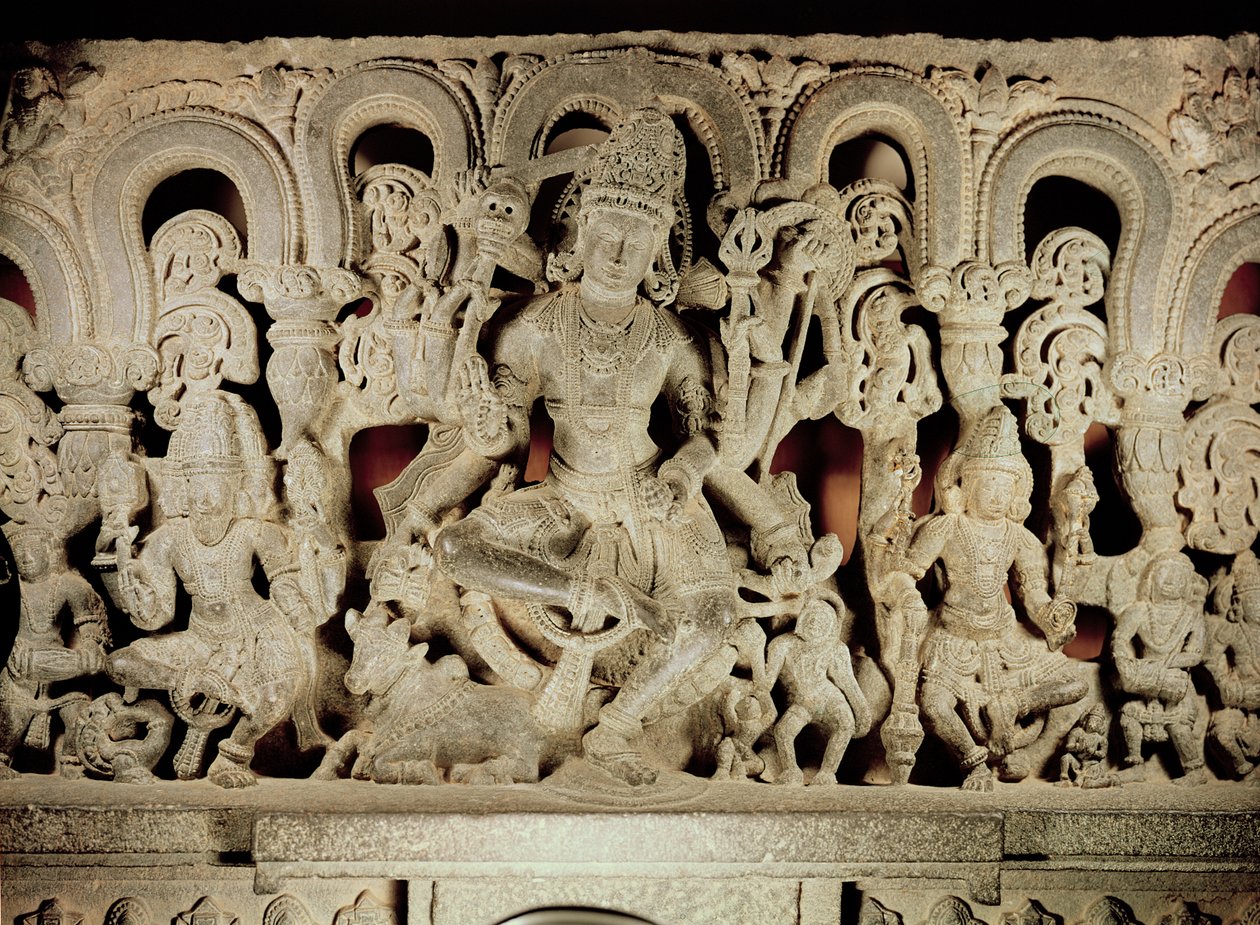 A hindu hármasságot bemutató szemöldök a Warangalból, Andhra Pradeshből, Kakatiya dinasztiából alkotó: Indian School