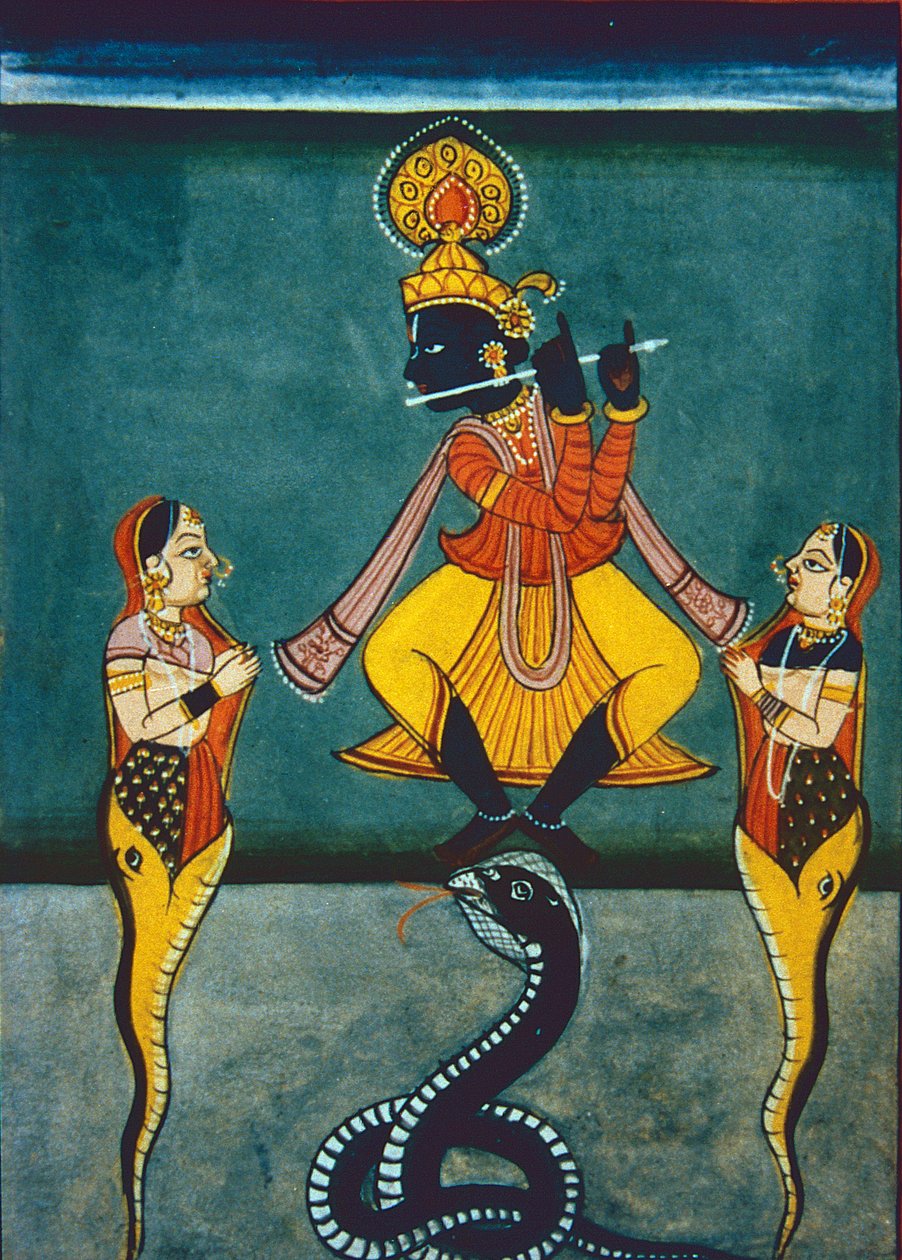 Lord Krishna (gouache és akvarell, papír) alkotó: Indian School