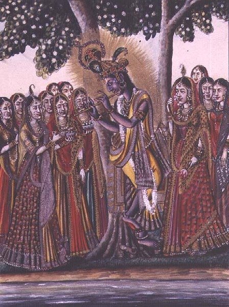 MSS EUR C 116/1 f.14v Krishna, az „Adhyatma Ramayana” hindu eposzból, egy chapra művész festménye, 1802-es vízjellel alkotó: Indian School