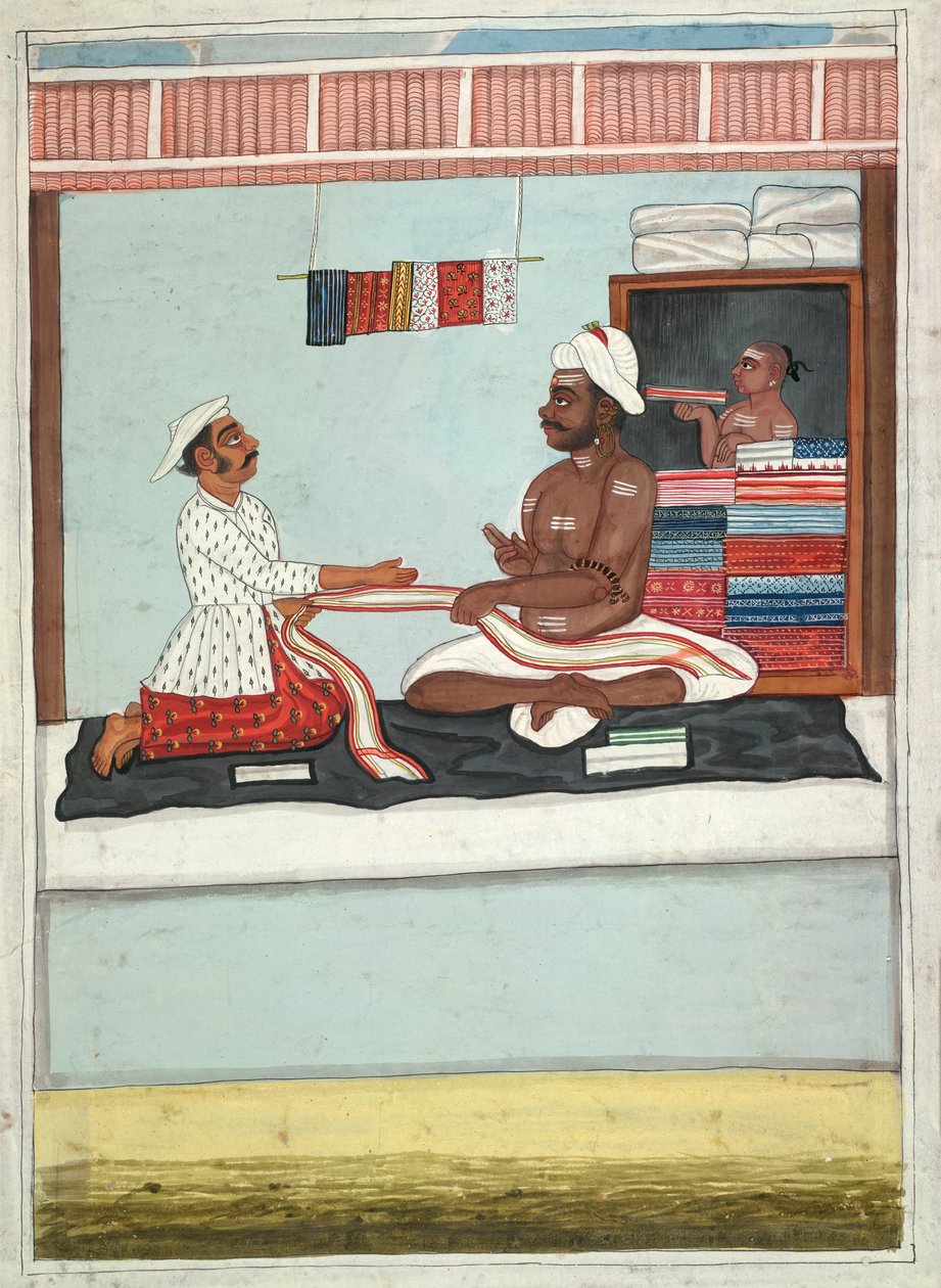 MS Add.Or.2531 Cloth Merchant, 1800 körül (akvarell papíron) alkotó: Indian School
