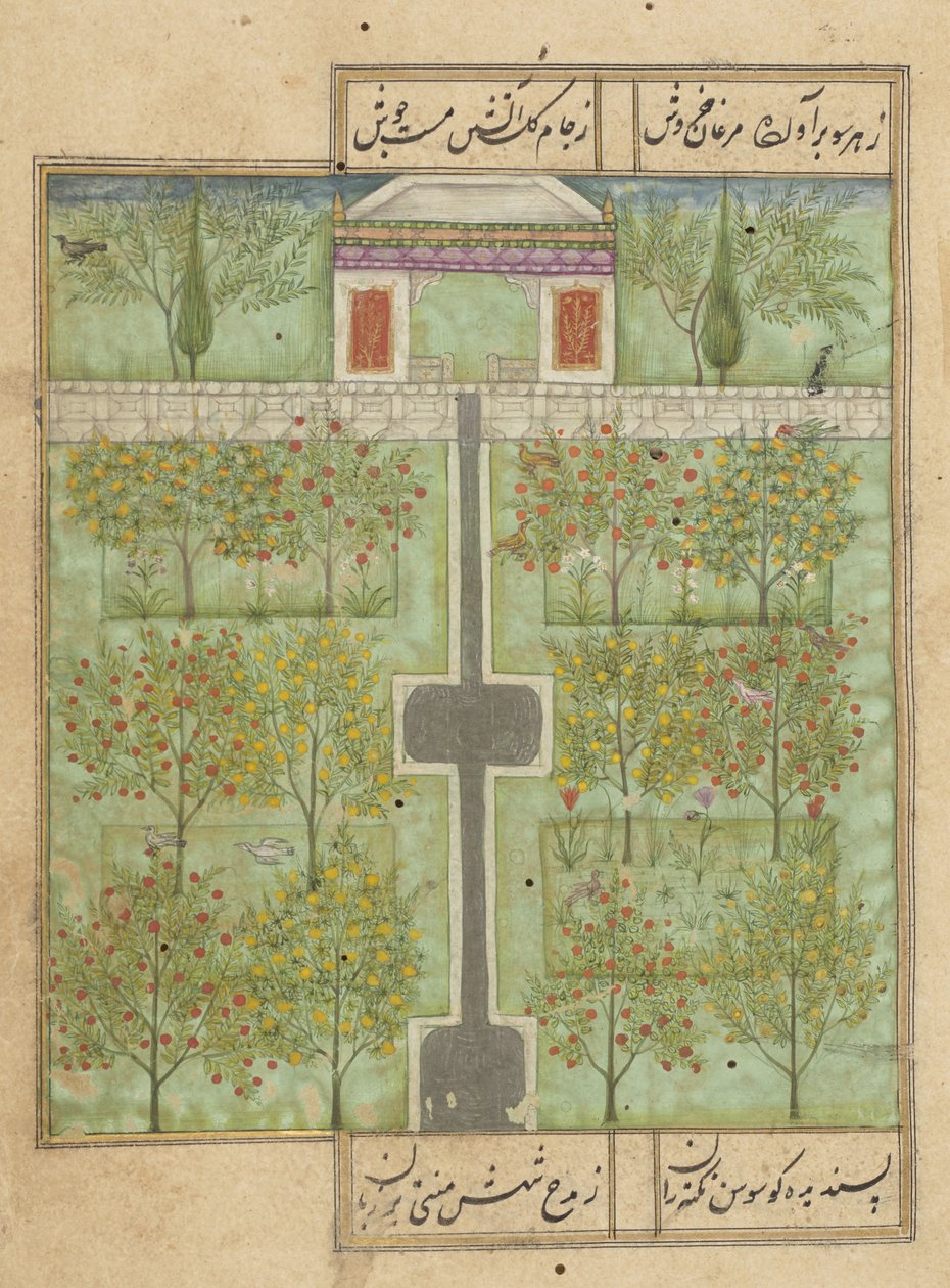 MS Or 338 f.110r, Gyümölcsöskert Deccaniban alkotó: Indian School