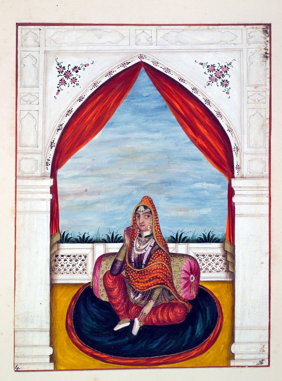 Maharani Chand Kaur, A pandzsáb királysága, uralkodói és főnökei, I. kötet, egy azonosítatlan indiai művész 27 akvarell tanulmányából álló kötet, 1840 körül (wc papíron) alkotó: Indian School