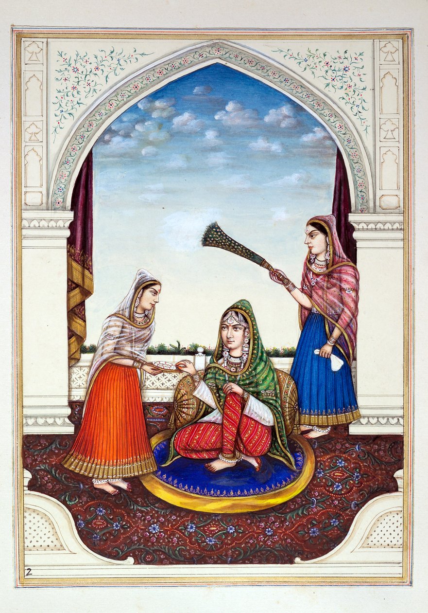 Maharani Jindan, A pandzsáb királysága, uralkodói és főnökei, I. kötet, egy azonosítatlan indiai művész 27 akvarell tanulmányából álló kötet, 1840 körül (wc papíron) alkotó: Indian School