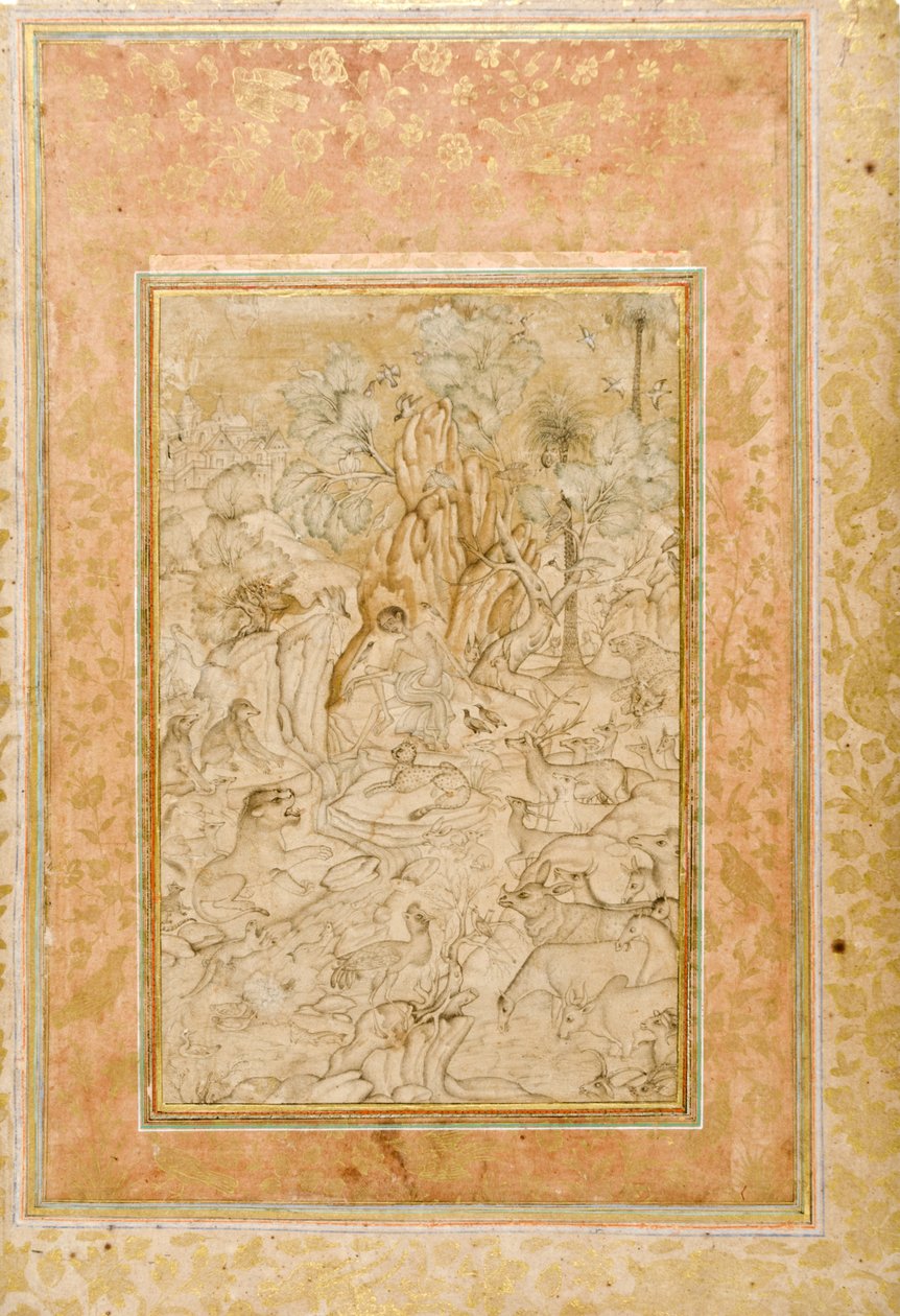 Majnun a vadonban, 1595 körül (átlátszatlan wc és arany papíron) alkotó: Indian School