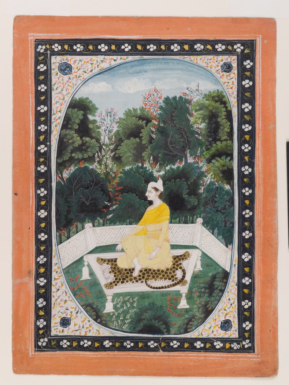 Kerti környezetben meditáló férfi, 1820-40 körül (wc papíron) alkotó: Indian School