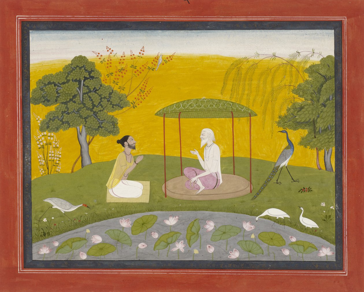 Markandeya Jaimuni a Négy bölcs madárra utal, 1800-20 körül (papíron átlátszatlan wc, arannyal kiemelve) alkotó: Indian School