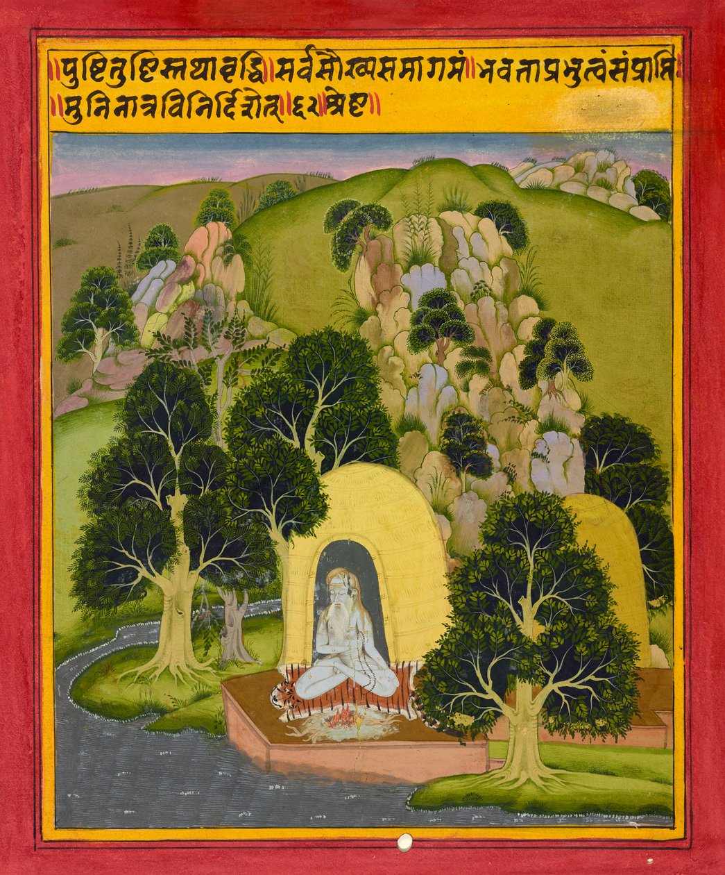 Meditáló aszkéta, fólió Álomkönyvből, 1720 körül alkotó: Indian School