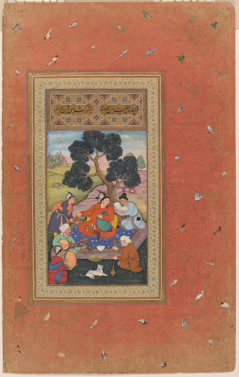 Mongol törzsfőnök és kísérői, fólió a Gulshan albumból (Rózsakert album), 1600 körül (fedő akvarell, tinta és arany, papír) alkotó: Indian School