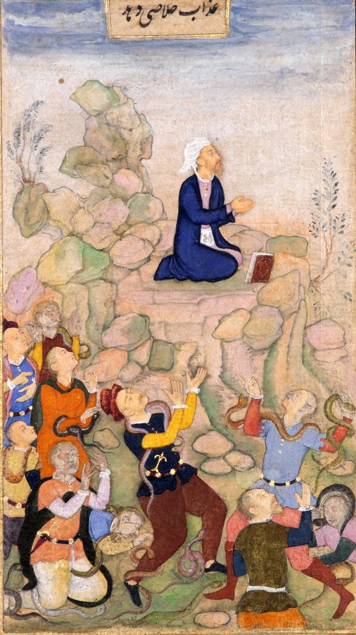 Mózes és a kígyók csapása, 1602-05 (papíron átlátszatlan wc) alkotó: Indian School