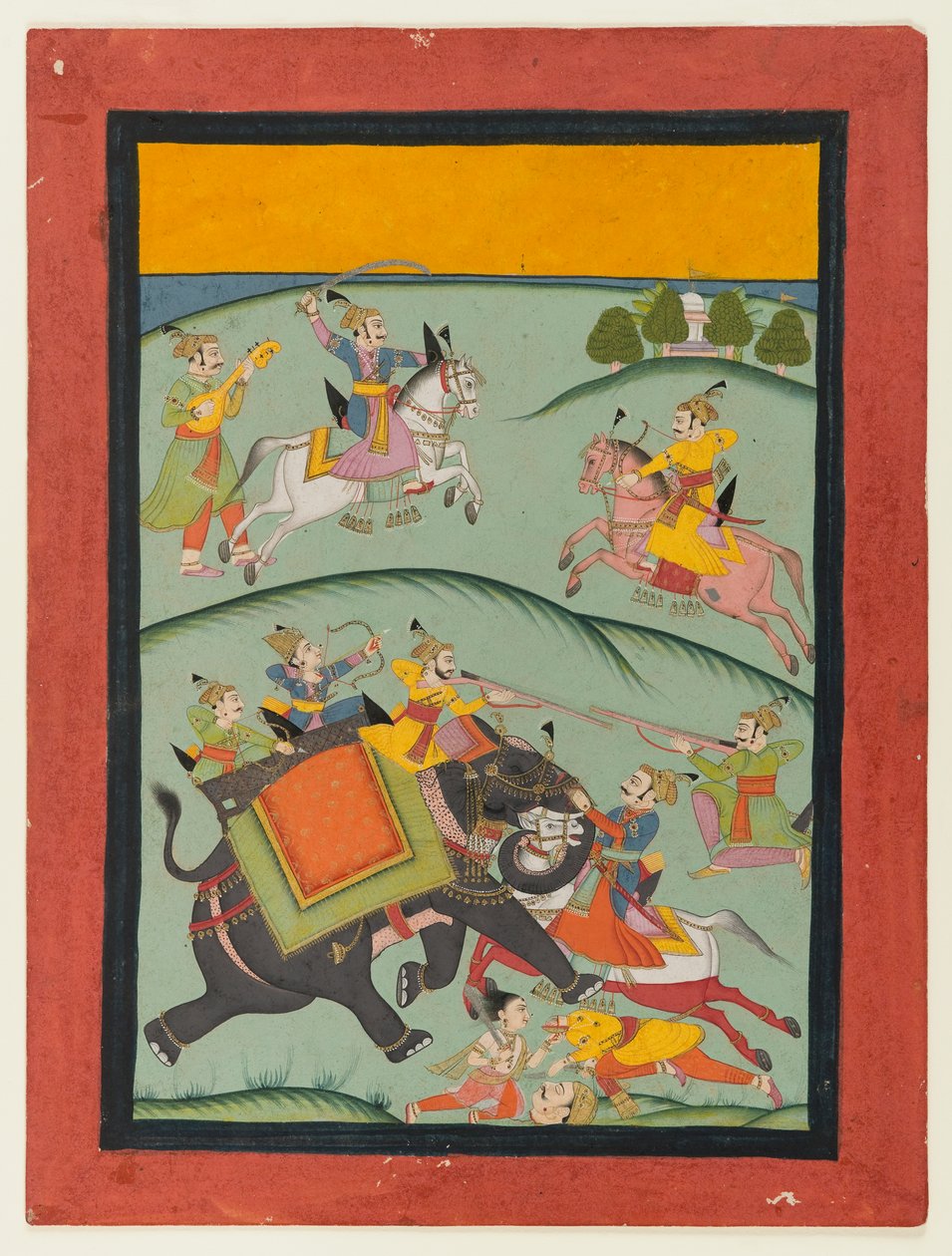 Nata Ragini, oldal egy szétszórt Ragamala sorozatból, 1800 után (átlátszatlan wc és arany papíron) alkotó: Indian School